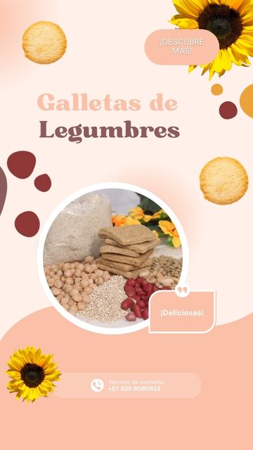 Banner de galletas de legumbres con fondo rosado.